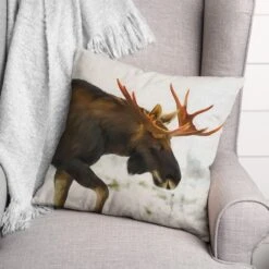 Moose In Snow 18x18 Throw Pillow 7 Moose In Snow 18x18 Throw Pillow -Michaels Shop D518407S 2