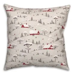 Snowy Village18x18 Throw Pillow