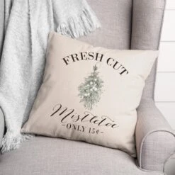 Fresh Cut Mistletoe 18x18 Throw Pillow -Michaels Shop D518474S 2