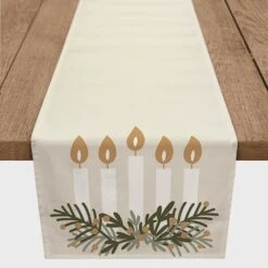 Candles With Greenery 16x90 Poly Twill Table Runner -Michaels Shop D518487S 2