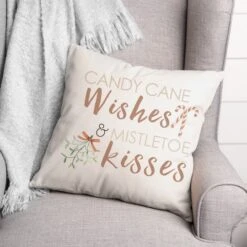 Candycane Wishes Kisses 18x18 Throw Pillow -Michaels Shop D518495S 2