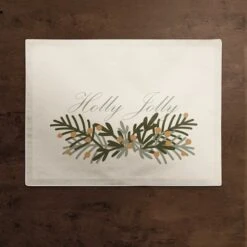 Holly Jolly Greenery 18x14 Poly Twill Placemat 7 Holly Jolly Greenery 18x14 Poly Twill Placemat -Michaels Shop D518511S 2