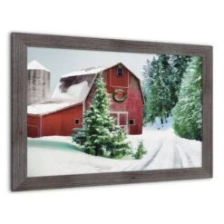 Designs Direct 30" X 20" Snowy Red Barn Western Gray Framed Print -Michaels Shop D518557S 2