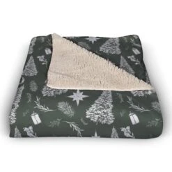 Sage Christmas Trees Sherpa Fleece Blanket -Michaels Shop D518603S 2