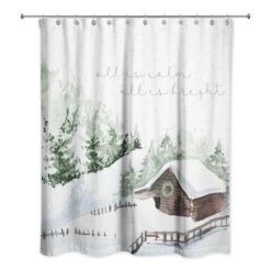 Snowy Cabin Shower Curtain