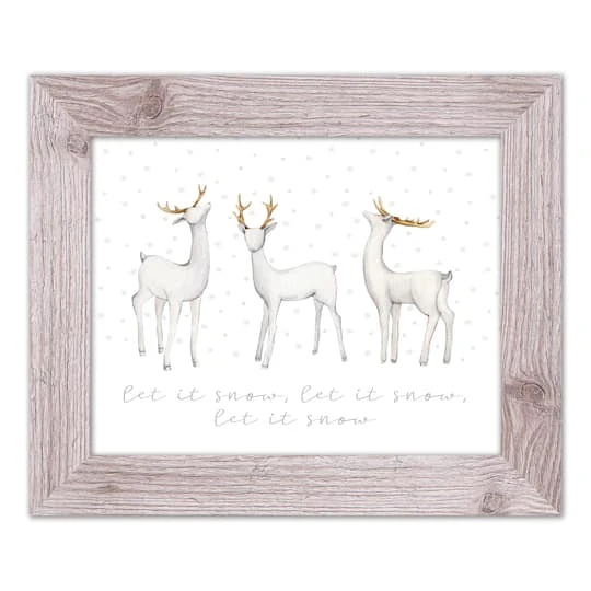 Designs Direct 14" X 11" Snow Reindeers Western White Framed Print 4 Designs Direct 14" X 11" Snow Reindeers Western White Framed Print - Image 2