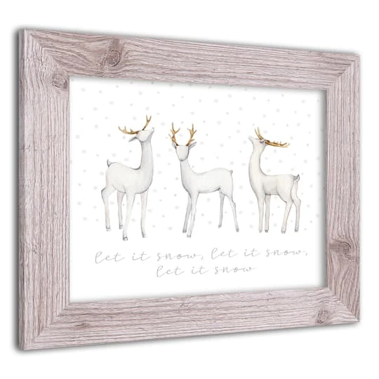 Designs Direct 14" X 11" Snow Reindeers Western White Framed Print 5 Designs Direct 14" X 11" Snow Reindeers Western White Framed Print - Image 3