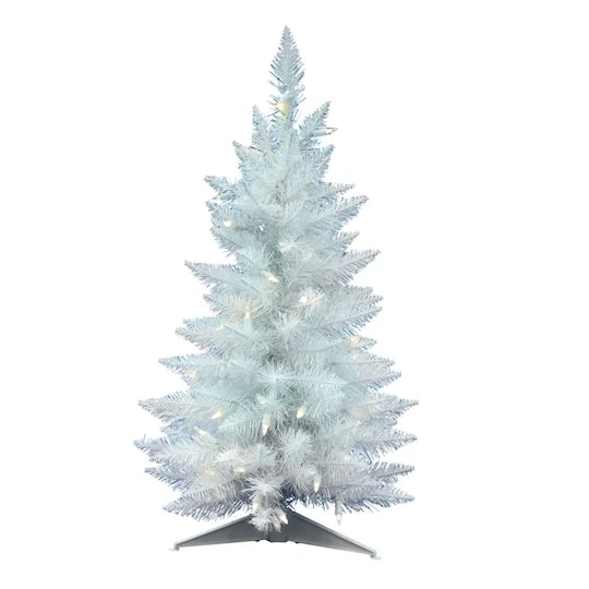 2.5ft. Pre-Lit Sparkle White Spruce Artificial Christmas Tree, Warm White Lights 4 2.5ft. Pre-Lit Sparkle White Spruce Artificial Christmas Tree, Warm White Lights - Image 2