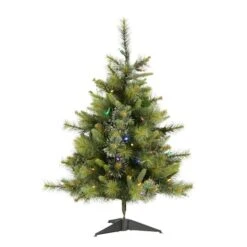 3ft. Pre-Lit Cashmere Pine Artificial Christmas Tree, Multi-Colored LED Lights
