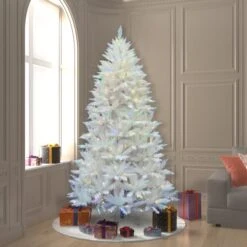 6.5ft. Pre-Lit Sparkle White Spruce Artificial Christmas Tree, Multicolor LED Lights -Michaels Shop D522261S 1