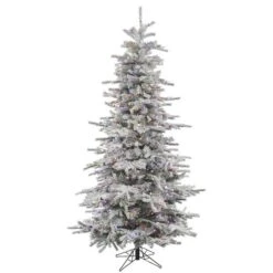7.5ft. Pre-Lit Flocked Sierra Fir Slim Artificial Christmas Tree, Multi-Colored LED Lights