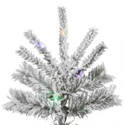 7.5ft. Pre-Lit Flocked Sierra Fir Slim Artificial Christmas Tree, Multi-Colored LED Lights -Michaels Shop D522334S 3