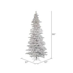 6.5ft. Pre-Lit Flocked White Slim Artificial Christmas Tree, Warm White LED Lights -Michaels Shop D522354S 4