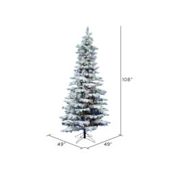 9ft. Pre-Lit Flocked Utica Fir Slim Artificial Christmas Tree, Multi-Colored LED Lights -Michaels Shop D522359S 4