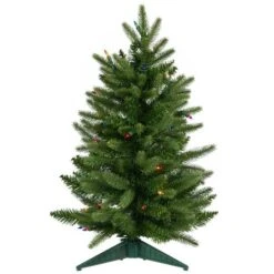 2ft. Pre-Lit Fraser Fir Artificial Christmas Tree, Multicolor Lights
