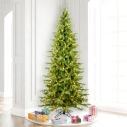 7.5ft. Pre-Lit Slim Balsam Spruce Artificial Christmas Tree, Warm White Low Voltage LED Lights -Michaels Shop D522518S 2