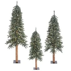 4ft., 5ft., & 6ft. Pre-Lit Natural Bark Alpine Artificial Christmas Tree Set, Clear Lights -Michaels Shop D522541S 1 1