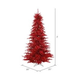 3ft. Unlit Red Tinsel Fir Artificial Christmas Tree -Michaels Shop D522582S 2