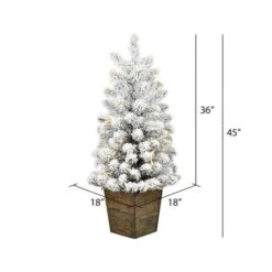 3ft. Pre-Lit Flocked Gifford Slim Potted Pine Artificial Christmas Tree, Warm White LED Lights -Michaels Shop D522587S 4