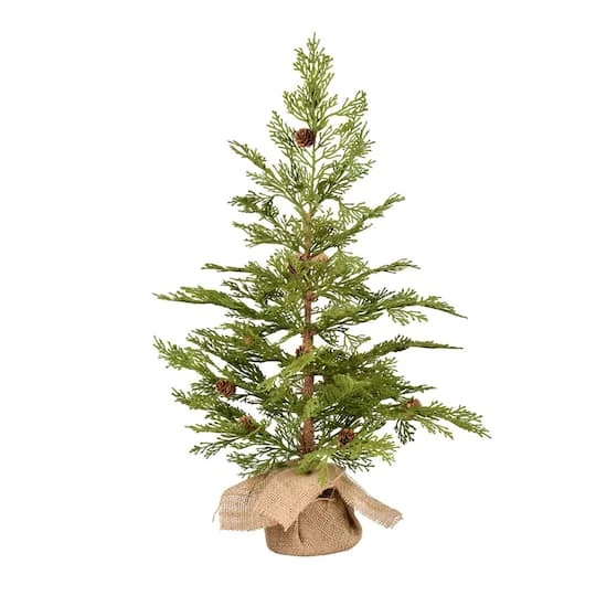 24" Unlit Cedar Pine Artificial Christmas Tree In Burlap Base 4 24" Unlit Cedar Pine Artificial Christmas Tree In Burlap Base - Image 2