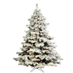 4.5ft. Pre-Lit Flocked Alaskan Pine Artificial Christmas Tree, Multicolor Dura-Lit™ Lights -Michaels Shop D522604S 1 1