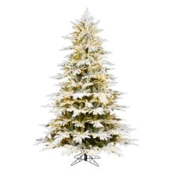 7.5ft. Pre-Lit Flocked Kamas Fraser Artificial Christmas Tree, Warm White Low Voltage LED Lights