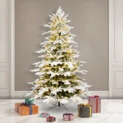 7.5ft. Pre-Lit Flocked Kamas Fraser Artificial Christmas Tree, Warm White Low Voltage LED Lights 8 7.5ft. Pre-Lit Flocked Kamas Fraser Artificial Christmas Tree, Warm White Low Voltage LED Lights -Michaels Shop D522651S 2