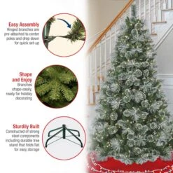 7.5ft. Pre-Lit Frosted Bryson Pine Artificial Christmas Tree, Warm White LED Lights -Michaels Shop D531401S 16