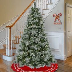 7.5ft. Pre-Lit Frosted Bryson Pine Artificial Christmas Tree, Warm White LED Lights -Michaels Shop D531401S 2