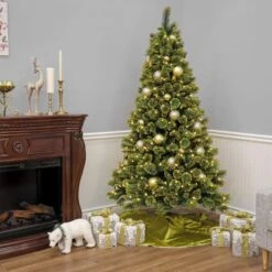 7ft. Pre-Lit Maine Pine Artificial Christmas Tree, Warm White LED Lights -Michaels Shop D531405S 14