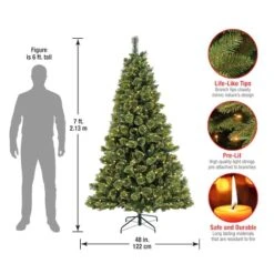 7ft. Pre-Lit Maine Pine Artificial Christmas Tree, Warm White LED Lights -Michaels Shop D531405S 15