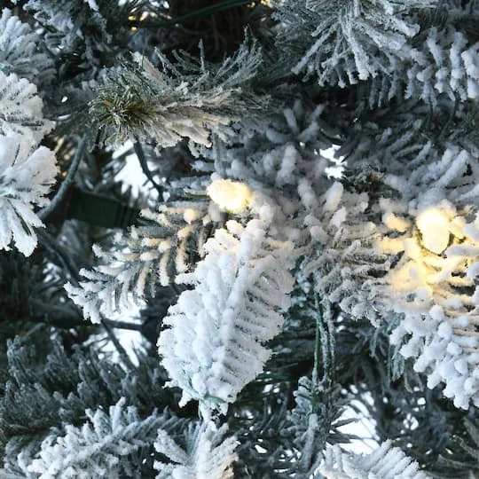 4.5ft. Pre-Lit Flocked Alpine Fir Entrance Tree In Gray Pot, Clear LED Lights 6 4.5ft. Pre-Lit Flocked Alpine Fir Entrance Tree In Gray Pot, Clear LED Lights - Image 4