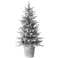 4.5ft. Pre-Lit Flocked Alpine Fir Entrance Tree In Gray Pot, Clear LED Lights 13 4.5ft. Pre-Lit Flocked Alpine Fir Entrance Tree In Gray Pot, Clear LED Lights -Michaels Shop D531427S 5