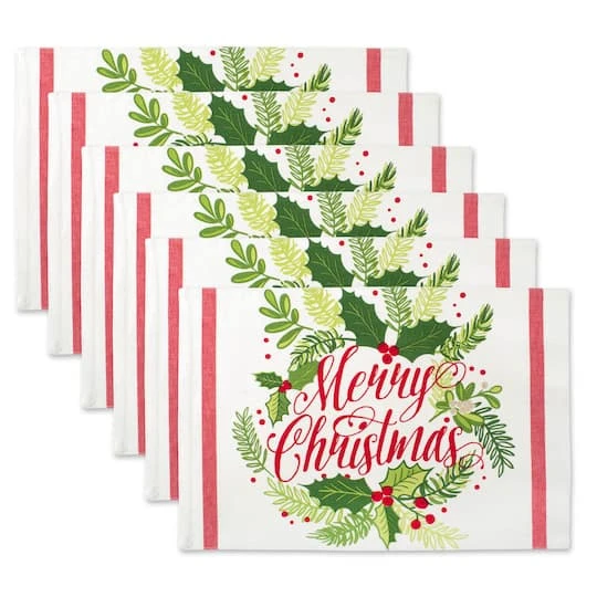 DII® Merry Christmas Print Placemats, 6ct. 4 DII® Merry Christmas Print Placemats, 6ct. - Image 2