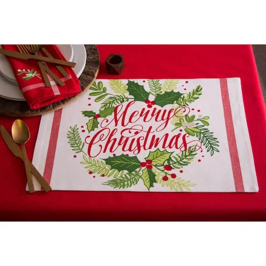 DII® Merry Christmas Print Placemats, 6ct. 5 DII® Merry Christmas Print Placemats, 6ct. - Image 3
