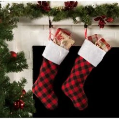 DII® Red & Black Buffalo Check Holiday Stockings Set -Michaels Shop D540060S 4