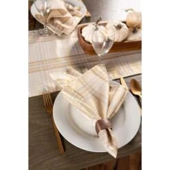 DII® 72" Metallic Cream Plaid Table Runner -Michaels Shop D540093S 4