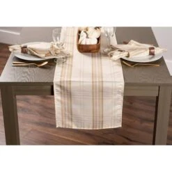DII® 72" Metallic Cream Plaid Table Runner -Michaels Shop D540093S 5