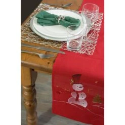 DII® 108" Snowman Embroidered Table Runner -Michaels Shop D540114S 3
