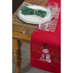 DII® 70" Red Embroidered Snowman Table Runner -Michaels Shop D540121S 2