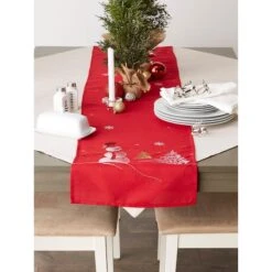 DII® 70" Red Embroidered Snowman Table Runner -Michaels Shop D540121S 7