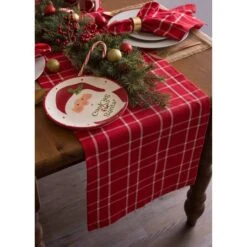 DII® 72" Holly Berry Plaid Table Runner -Michaels Shop D540137S 3