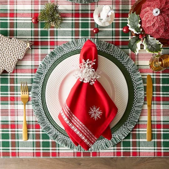 DII® 70" Round Yuletide Plaid Tablecloth 6 DII® 70" Round Yuletide Plaid Tablecloth - Image 4