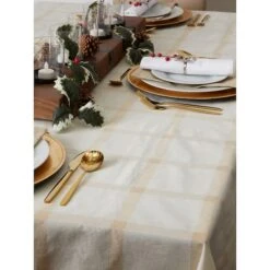 DII® 120" Gold Lurex Plaid Tablecloth -Michaels Shop D540150S 8