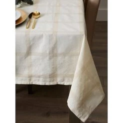 DII® 120" Gold Lurex Plaid Tablecloth -Michaels Shop D540150S 9