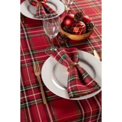 DII® 120" Holiday Metallic Plaid Tablecloth -Michaels Shop D540155S 6