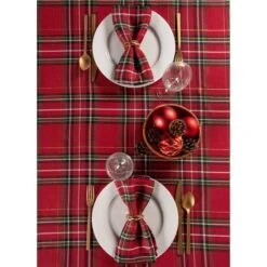 DII® 120" Holiday Metallic Plaid Tablecloth -Michaels Shop D540155S 9
