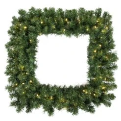 30" Clear Dura-Lit® Square Grand Teton Pine Wreath