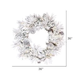 36" Warm White LED Flocked Atka Pine Wreath -Michaels Shop D575219S 2