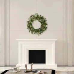 30" Warm White Dura-Lit® LED Mixed Country Pine Wreath -Michaels Shop D575233S 2